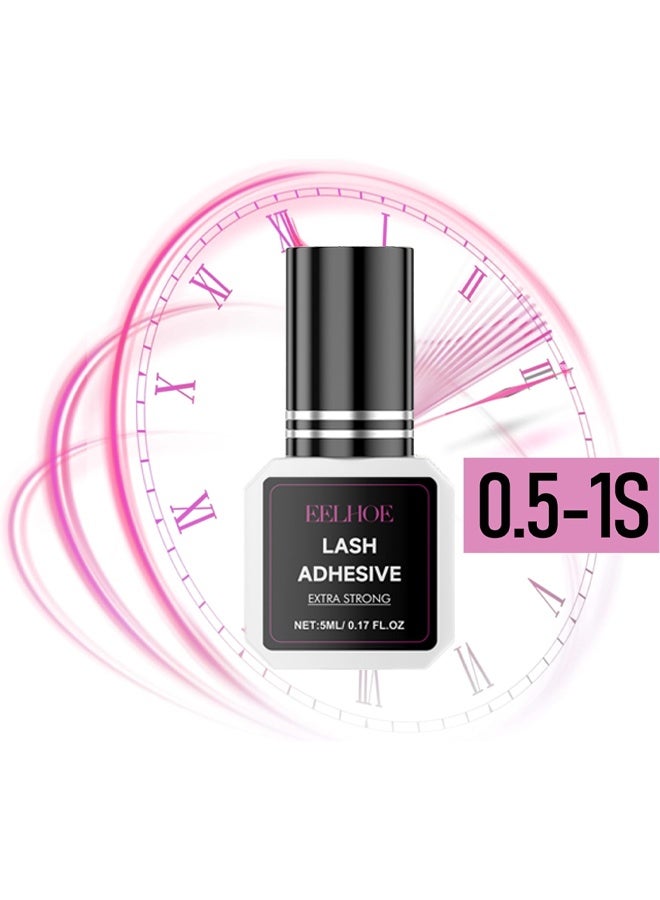 EELHOE Lash Adhesive-Extra Strong Professional Lash Glue 5ml | 1 Sec Drying time | Retention - 8 Weeks | Black Adhesive for Semi-Permanent Extensions Professional Use Only - Image 2